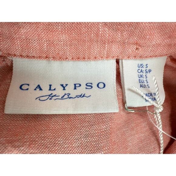 NWT Calypso St Barth Linen Blend Button Front Shirt Dress S Coastal Chic Resort - Picture 4 of 5